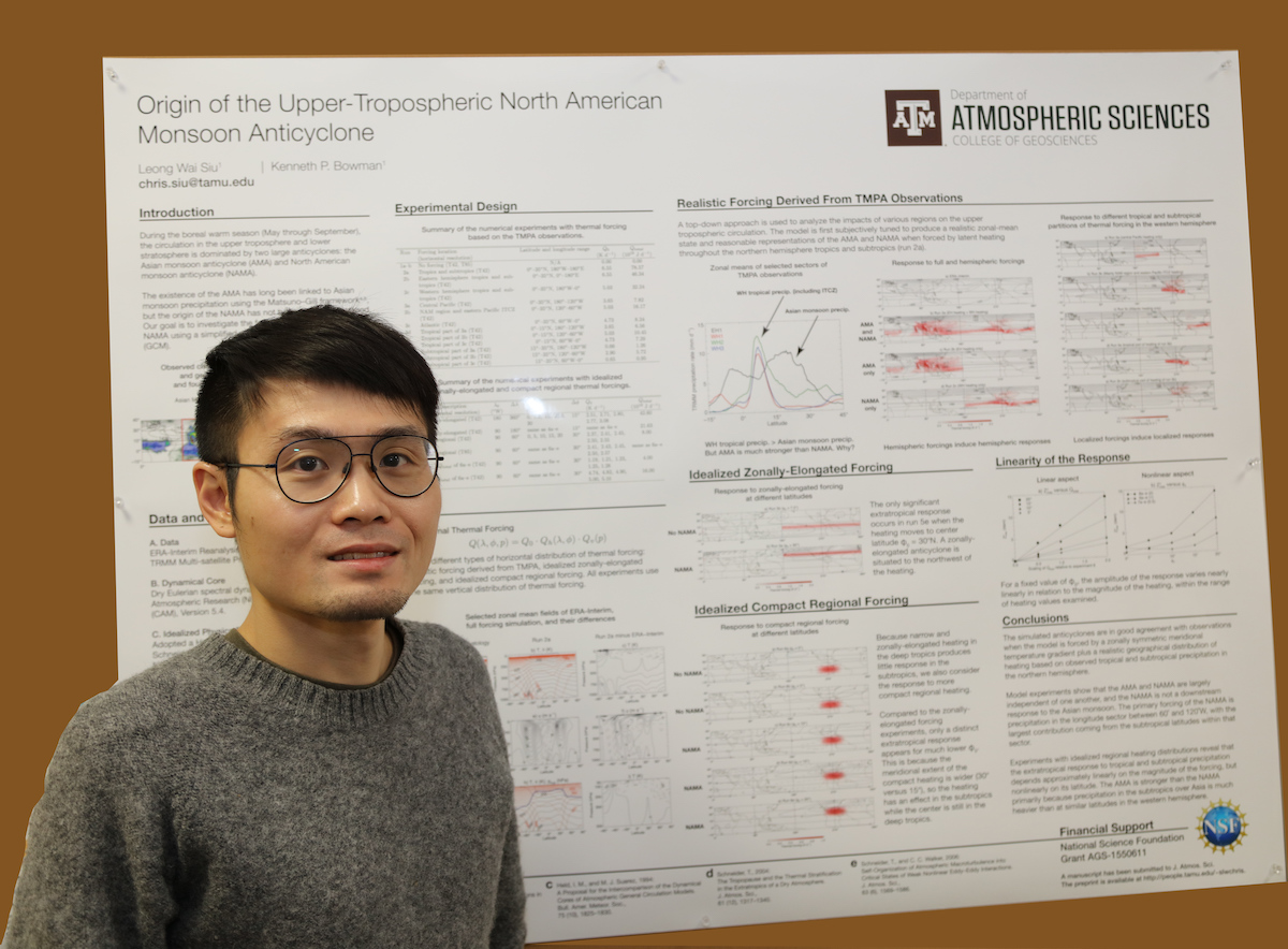 Chris Siu stands in front of his poster.
