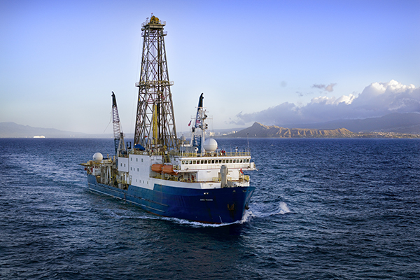 The JOIDES Resolution off the coast of Hawaii. (Photo by courtesy of IODP.)