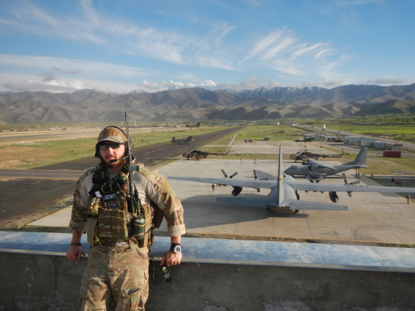 Lance Belobrajdic in the Hindu Kush Mountains, in Afghanistan, in 2013. (Photo courtesy of the U.S. Air Force.)