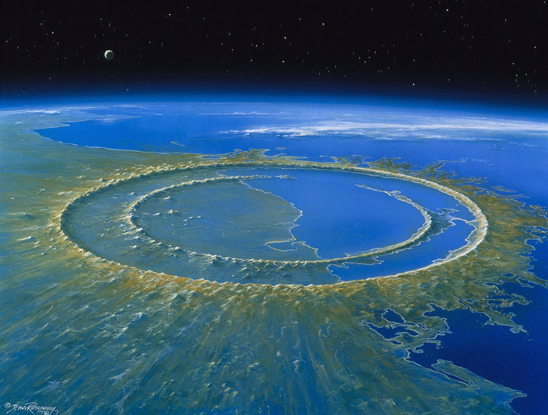 Artist recreation of Chicxulub Crater with peak rings