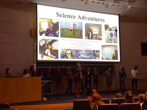 As a SARP intern in 2018, Castillo taught 8th-grade girls at a STEM camp about the importance of women in STEM. (Photo courtesy of Ariana Castillo.) 