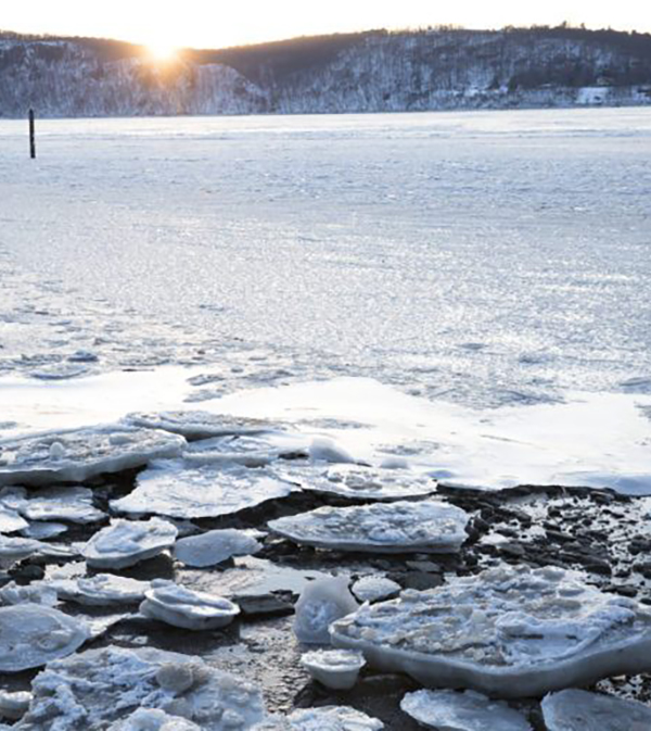 A view of the frozen Hudson River on Jan. 5, 2018 in Dobbs Ferry, New York. (Getty images.)