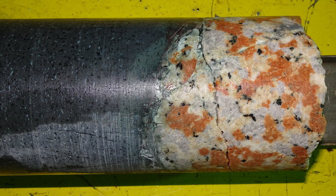 Core samples recovered from the Chicxulub crater showing that the peak rings were made of granite