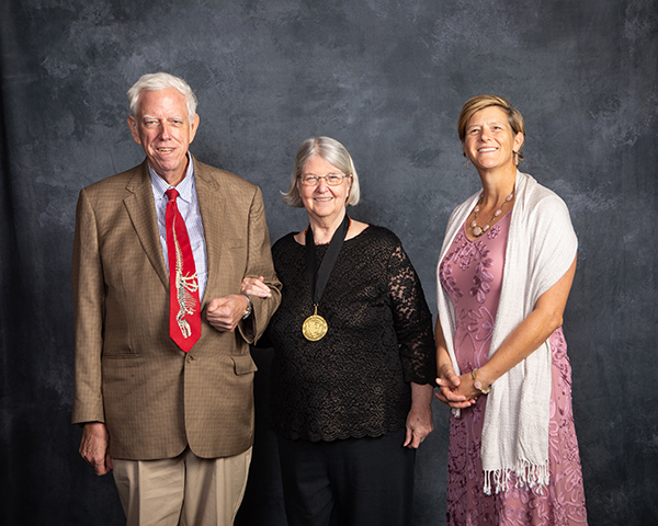 Dr. Inda Immega ’71 was honored with the Michel T. Halbouty Geosciences Medal; pictured with her husband Dr. Neal Immega (left), and Dr. Debbie Thomas.
