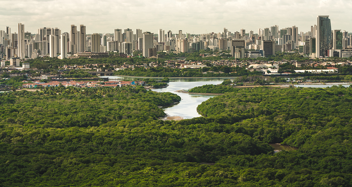 An aerial view of Recife, Pernambuco, Brazil. (Photo by iStock.)