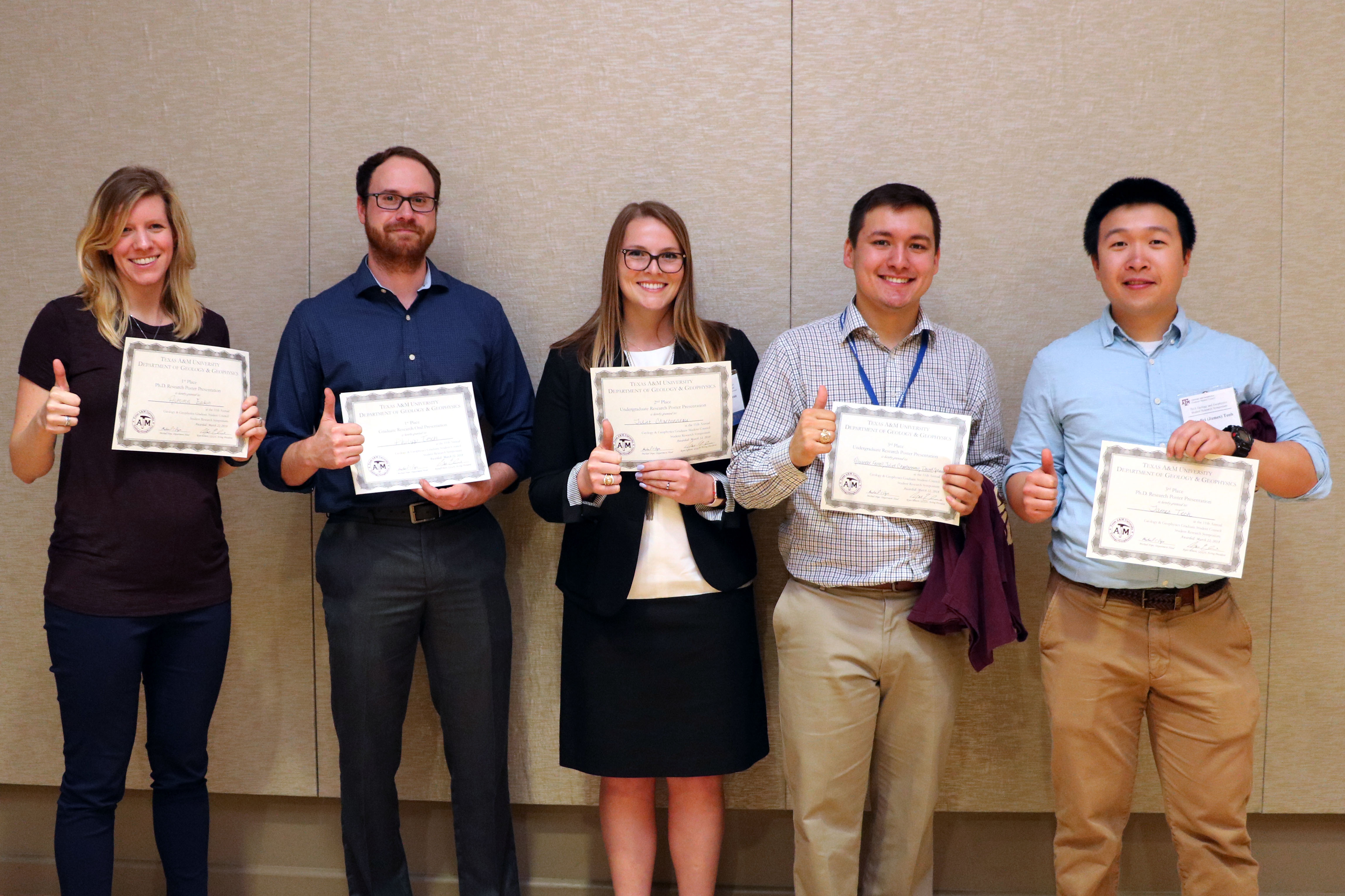Congratulations to the Geology & Geophysics Student Winners at the 2018 GGGSC Research Symposium