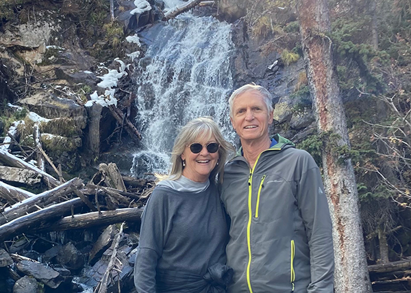 Joanne and Lee Billingsley hiking together.