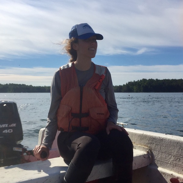 Kimber De Salvo in the field in the Damariscotta River Estuary, Maine driving to go collect water samples. (Photo Courtesy of Kimber De Salvo)