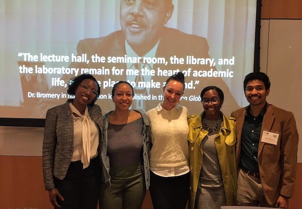 Dr. Bryant at the first annual Bromery Panel at UMass. Bryant co-founded the panel to bring together the Geosciences Department and Afro-American Studies Department to discuss intersectional issues, including environmental racism, justice and mining, and more. (Photo courtesy of Dr. Bryant.)