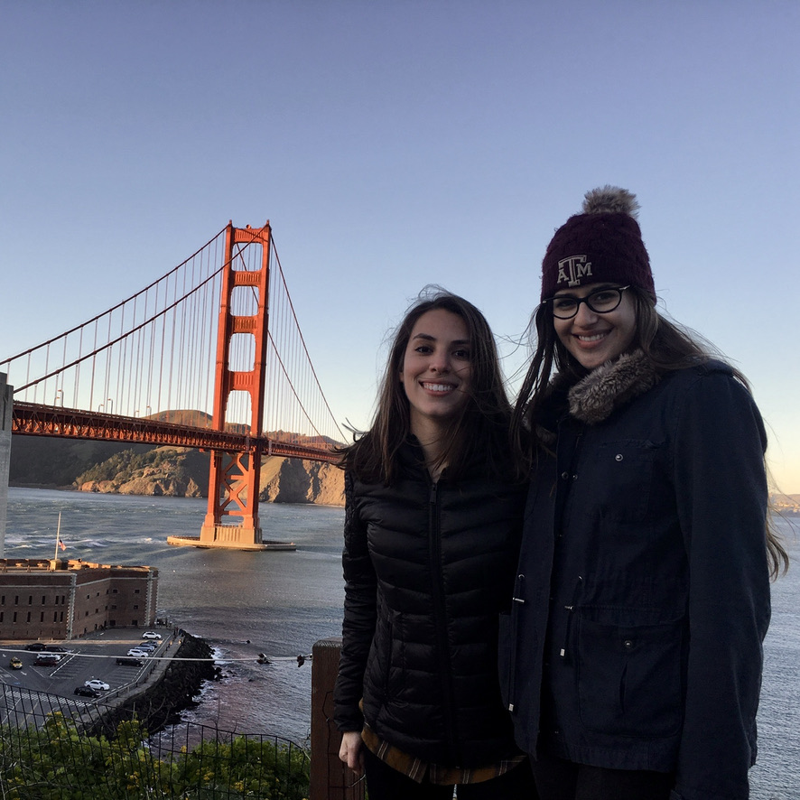 Audrey Housson '16, and Lorraine McChesney ’16 near Golden Gate Bridge in San Francisco, California. (Photo courtesy of Chris Maupin)