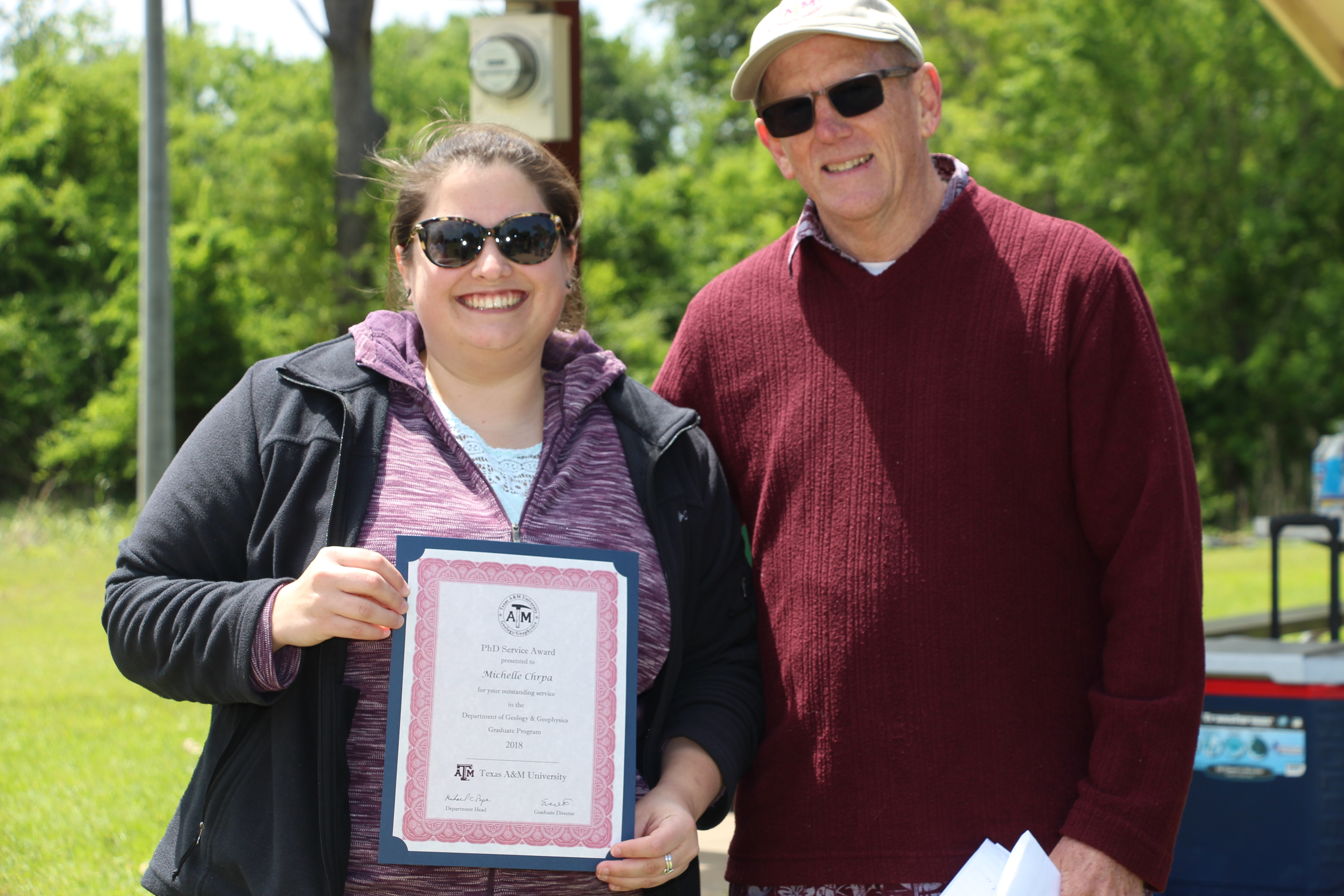 Michelle Chrpa with Department Head, Dr. Mike Pope