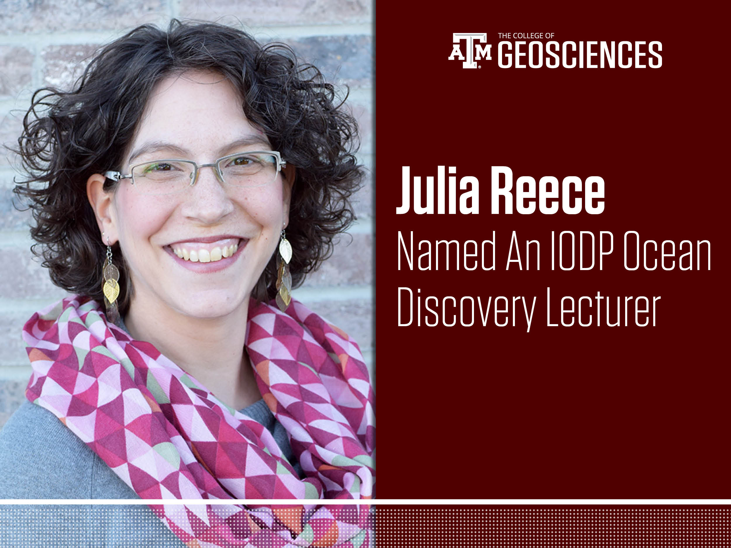 Dr. Julia Reece Named an IODP Ocean Discovery Lecturer