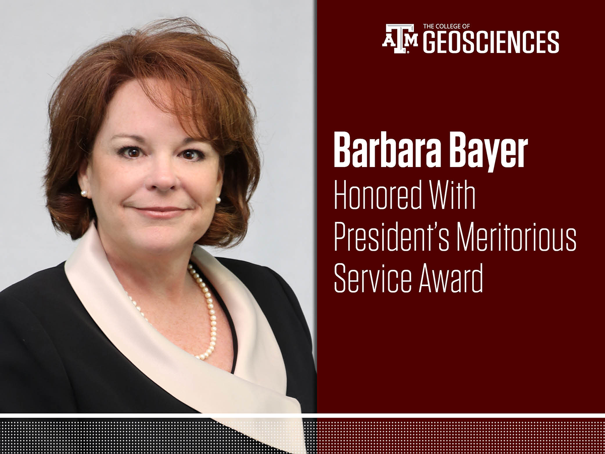 Barbara Bayer, assistant dean for finance and administration in the College of Geosciences, was honored with a 2018 President’s Meritorious Service Award. (Photo by Chris Mouchyn.)