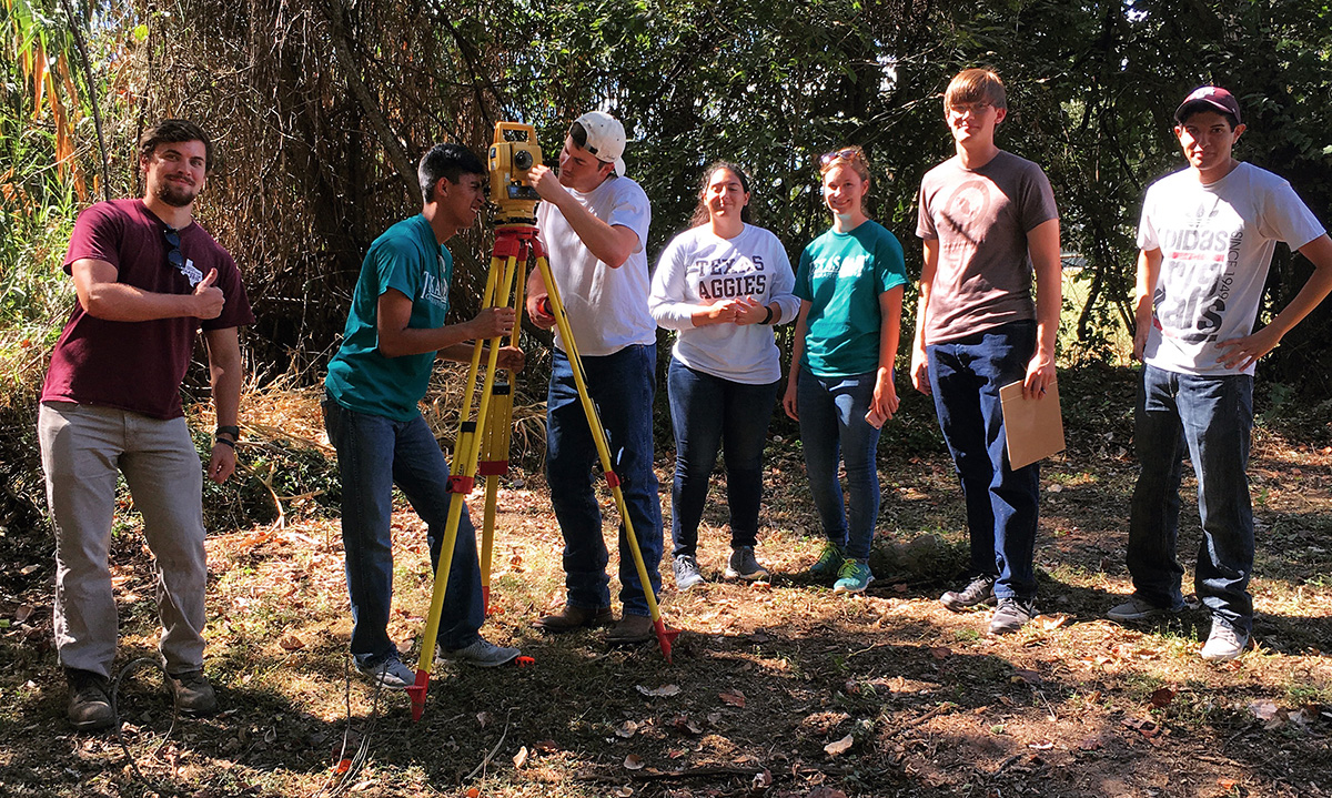 Texas A&M Geosciences students conducting work at Camptown Cemetery.