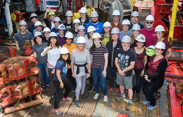Expedition 378 science party. (Photo credit: IODP JRSO.)