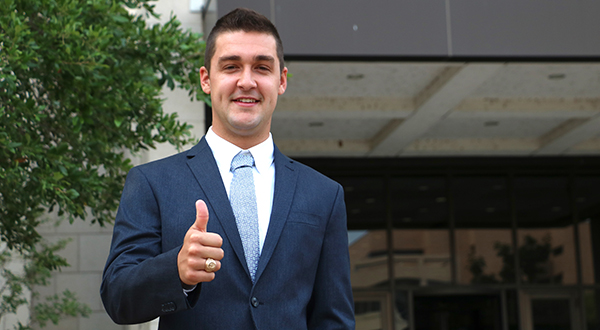 Meteorology student Ethan Williams '18. (Photo by Chris Mouchyn.)