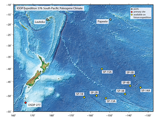 IODP Expedition 378: South Pacific Paleogene Climate. (Image courtesy of IODP.)

