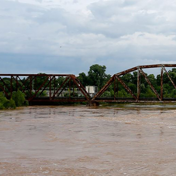 The Brazos River dangerously high on June 3, 2016, in Richmond, Texas. (Photo credit: Bob Levey/Getty Images.)