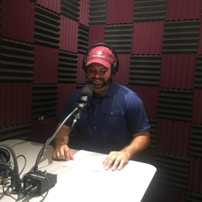 James Fiorendino in the radio recording room. (Photo courtesy of Bumsoo Kim.)