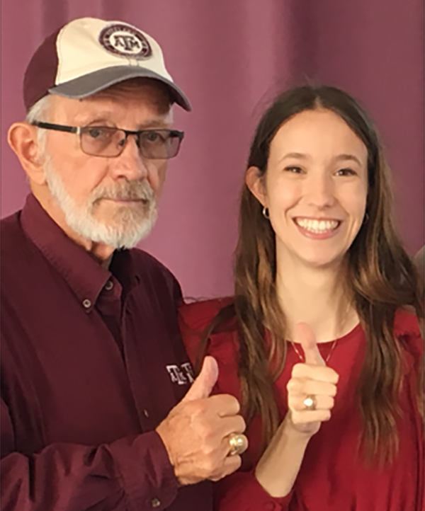 Kaylin Krienke, senior environmental geosciences major, and her grandfather, Dr. Jon Botsford '75. (Photo courtesy of Kaylin Krienke.)