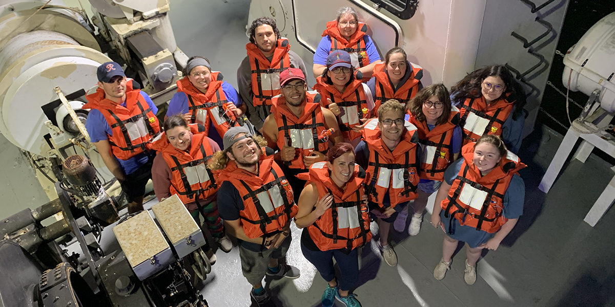 Faculty and students mustered on deck of the R/V Point Sur. Image credit: Dr. Chrissy Wiederwohl.