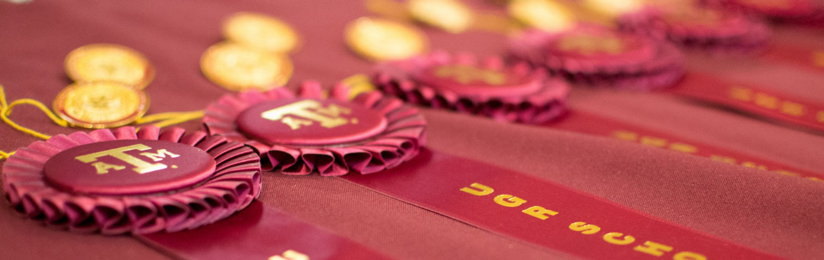 Student Research Week award ribbons. (Photo courtesy of Texas A&M SRW.)