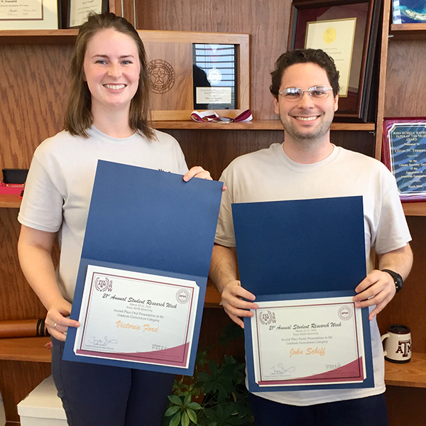 Victoria Ford and John Schiff with their SRW awards. (Photo courtesy of Ford and Schiff.)