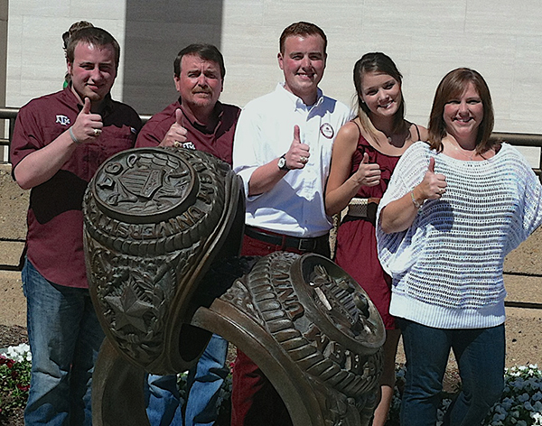 The Samford family celebrating at a Texas A&M Aggie Ring Day. (Photo courtesy of the Samfords.)