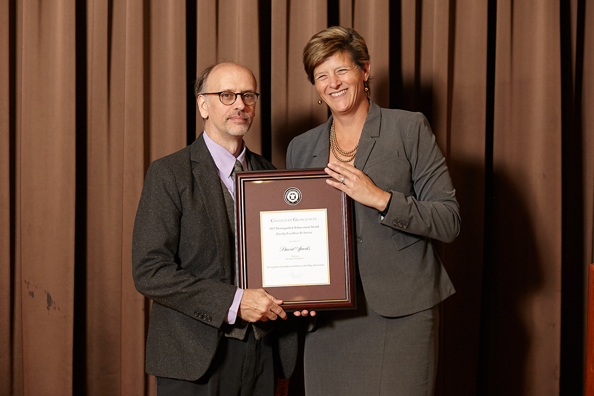 Dr. Dave Sparks with Interim Dean of the College of Geosciences, Dr. Debbie Thomas