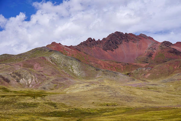 A stratigraphic section in southern Peru. This unstudied section may preserve the Cretaceous/Tertiary boundary, and likely archives the stratigraphic record of the onset of Andean mountain building. (Photo courtesy of Dr. Nick Perez.)