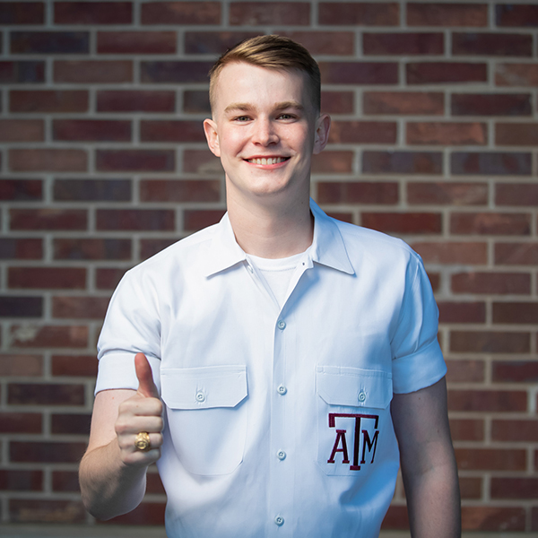 Woods Johnson ’22. (Photos courtesy of Texas A&M Yell Leaders.)