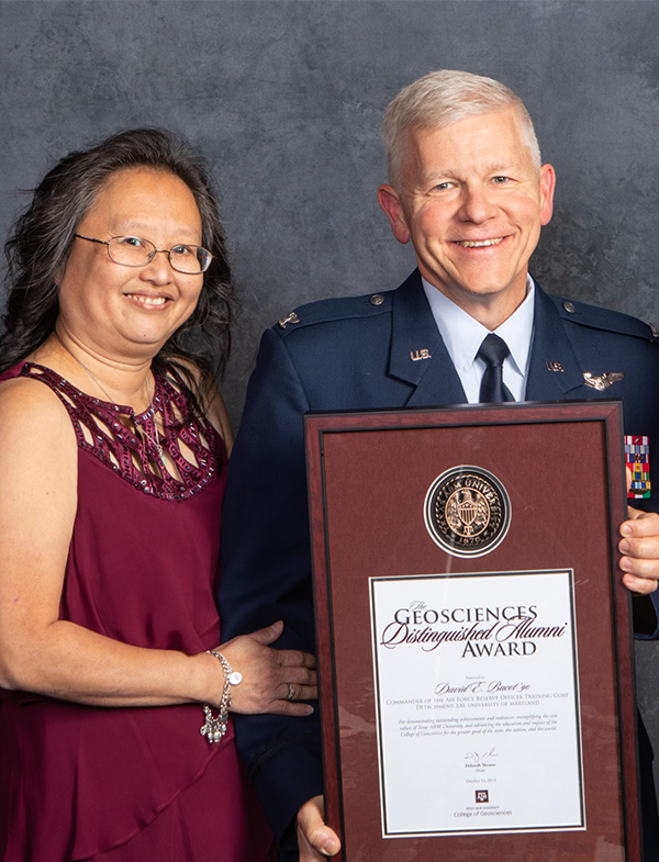 Col. Bacot and his wife Bianca at the 2019 College of Geosciences Distinguished Achievement Awards Gala. (Photo by Daniela Weaver Photography.)