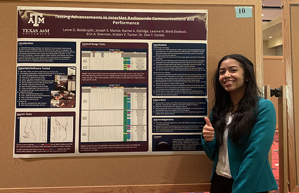 Sherman presenting at Texas A&M Student Research week, as a part of Dr. Don Conlee’s directed studies group; she and the group won the Sigma Xi Interdisciplinary award for this research. (All photos courtesy of Erin Sherman.)