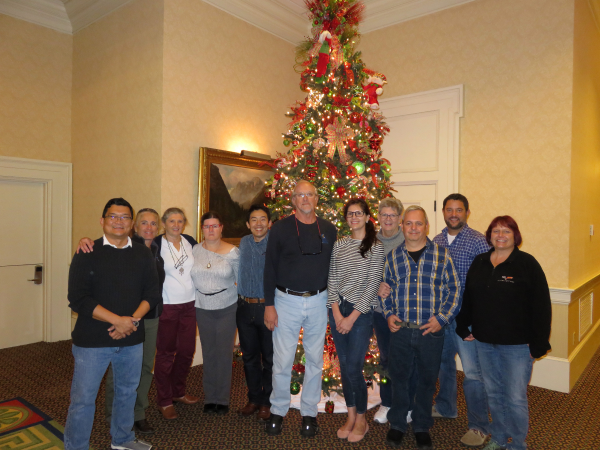 Photo of Dr. Matthew K. Howard during the GCOOS 2017 staff retreat at Point Clear, Alabama. From left to right, Felimon Gayanilo, Dr. Chris Simoniello, Marion Stoessel, Laura Caldwell, Dr. Shin Kobara, Dr. Matthew K. Howard, Jen Vreeland, Dr. Barb Kirkpatrick, Bob Currier, Grant Craig, and Nadine Slimak. (Photo courtesy of GCOOS.)