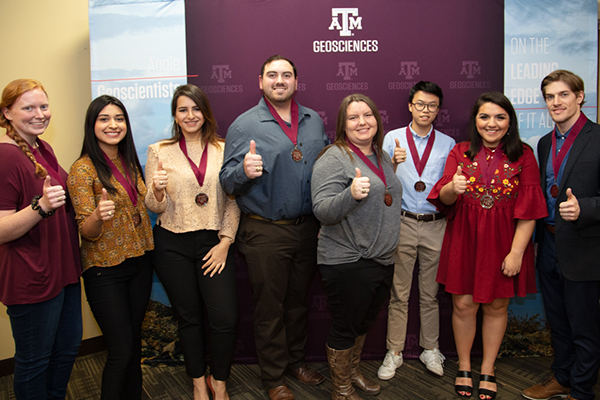 College of Geosciences Medallion Milestone Scholars - Silver Medallion recipients. (Photo by Stephanie Taylor, Texas A&M Geosciences.)

