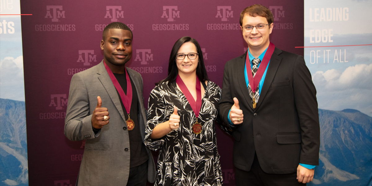 College of Geosciences Medallion Milestone Scholars - Gold Medallion recipients. (Photo by Stephanie Taylor, Texas A&M Geosciences.)