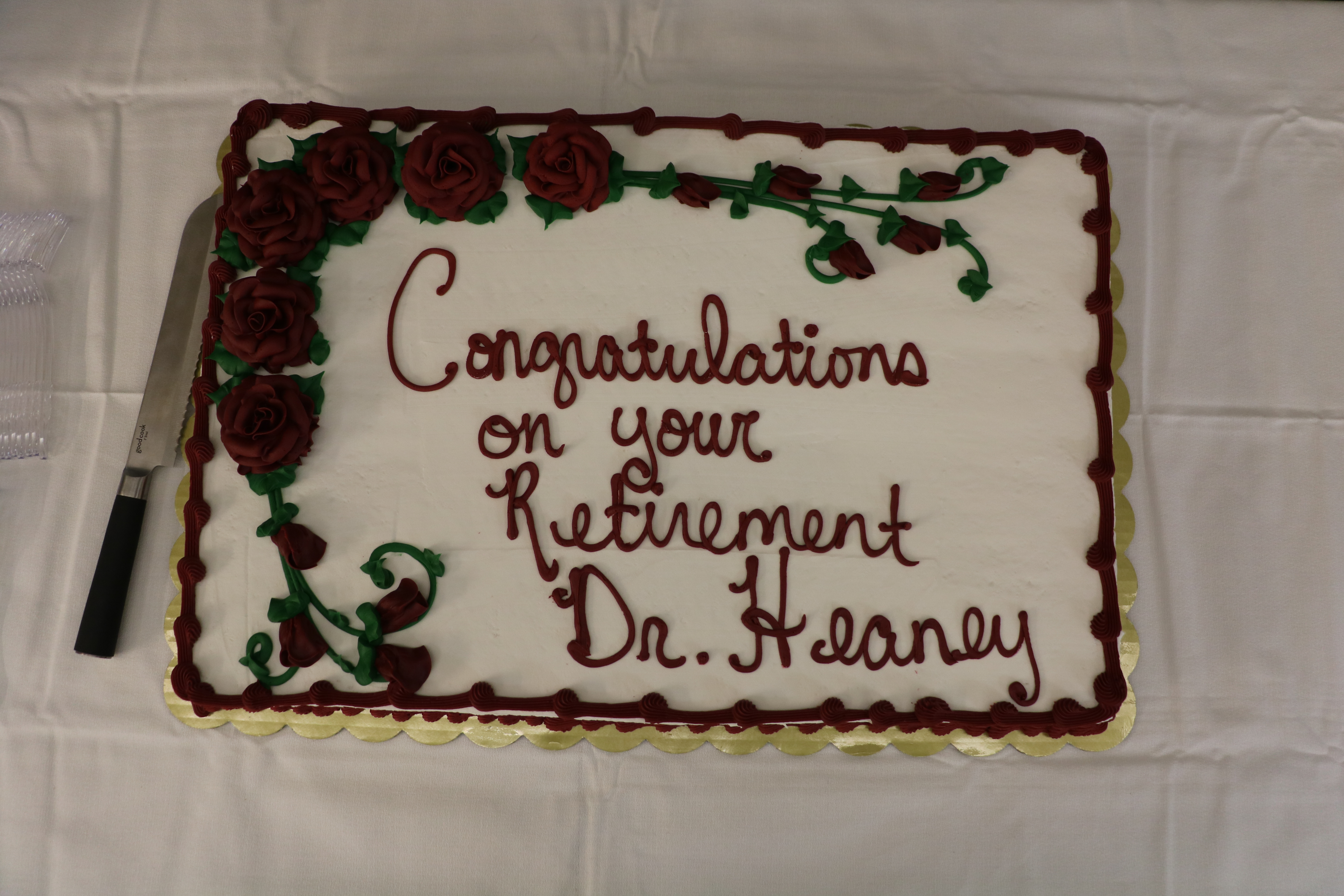 Heaney's retirement cake