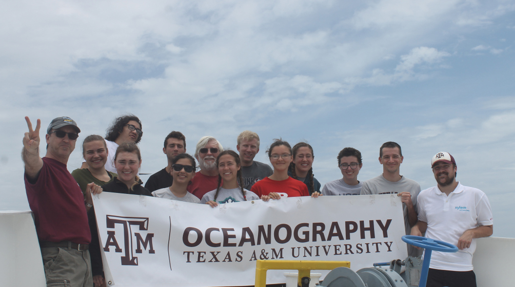 2017 REU participant students aboard the R/V Pelican for their research cruise.