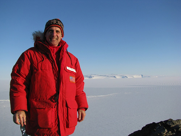 Dr. Alejandro Orsi at the top of Observation Hill, Antarctica, in 2011. (Photo courtesy of Orsi.)