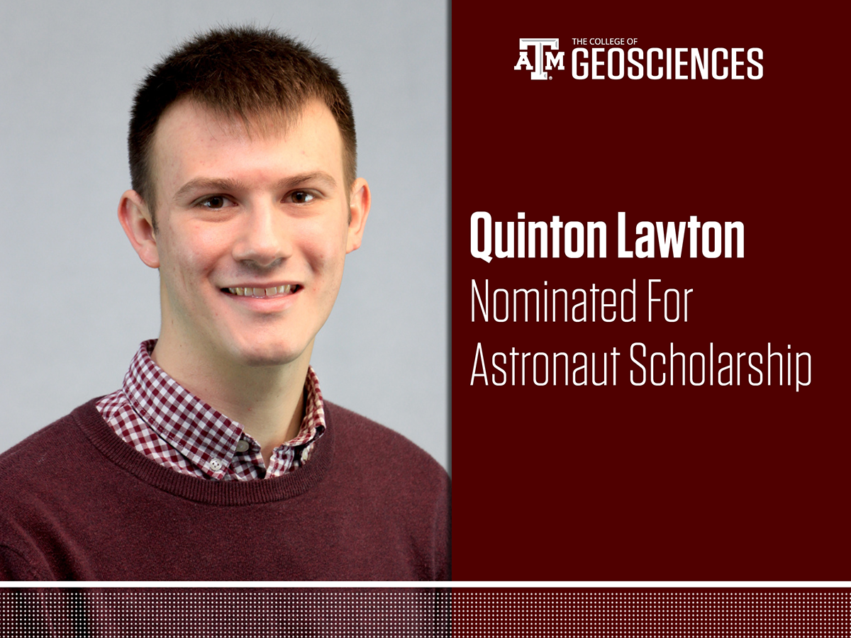 Quinton Lawton ’19, a meteorology major in the Texas A&M Department of Atmospheric Sciences.