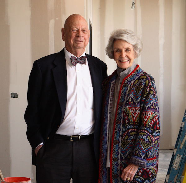 Jane and the late Ken Williams '45 excitedly stand in the laboratory during its construction phase.