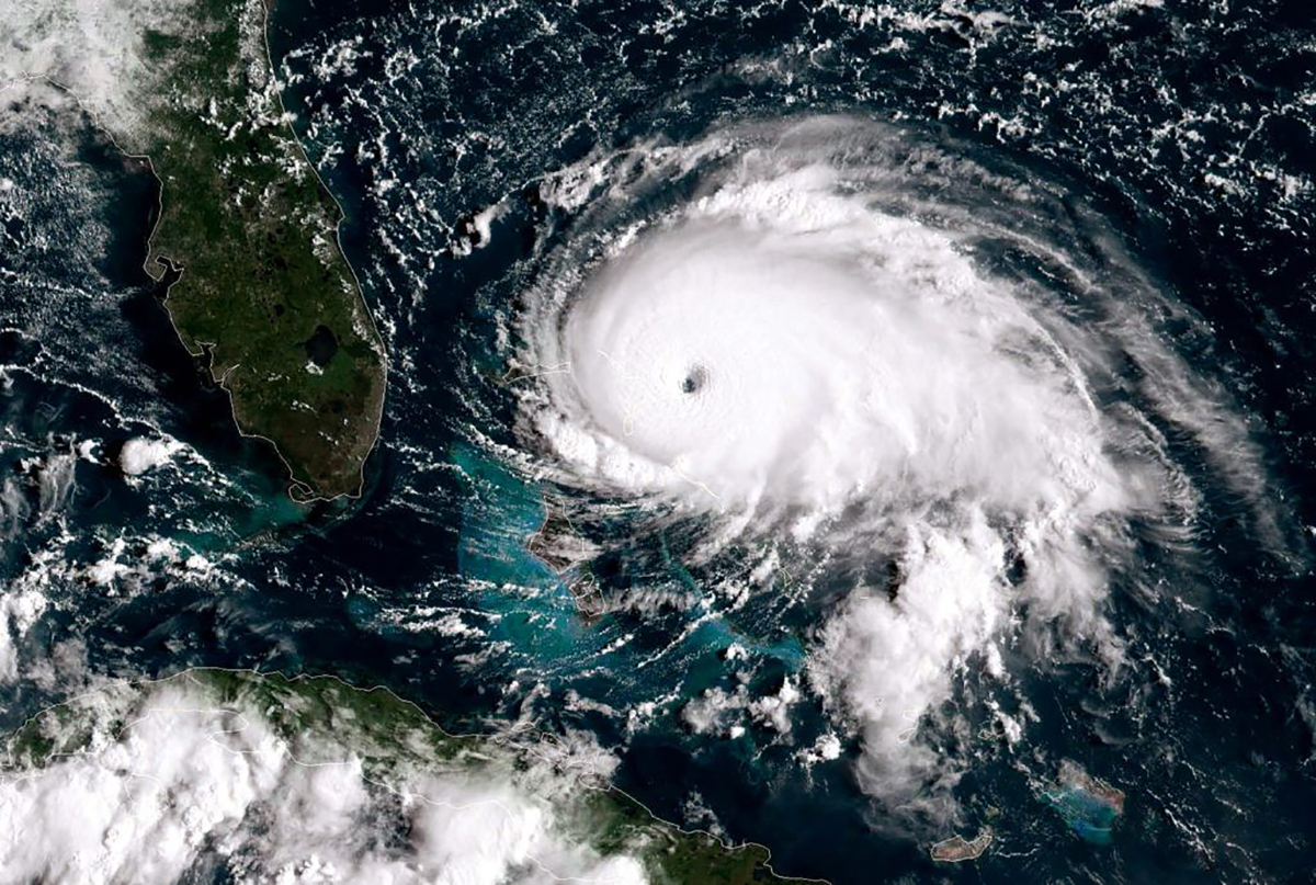 In this NOAA GOES-East satellite handout image, Hurricane Dorian tracks towards the Florida coast; image taken at 13:20Z September 1, 2019 in the Atlantic Ocean. (Photo courtesy of NOAA via Getty Images.)