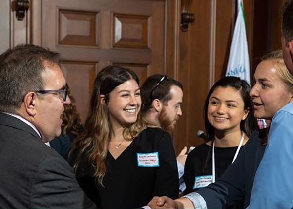 Marquez (third student from right) and other interns meeting with EPA Administrator Andrew Wheeler. (Photo courtesy of Lucero Marquez.)