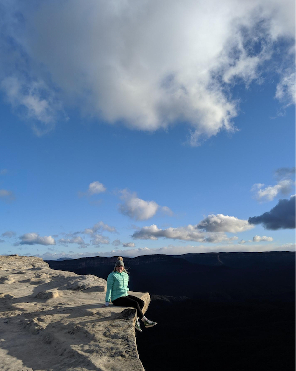 Schroeder pictured enjoying the view in the Blue Mountains, Australia. (Photo courtesy of Rachel Schroeder.)